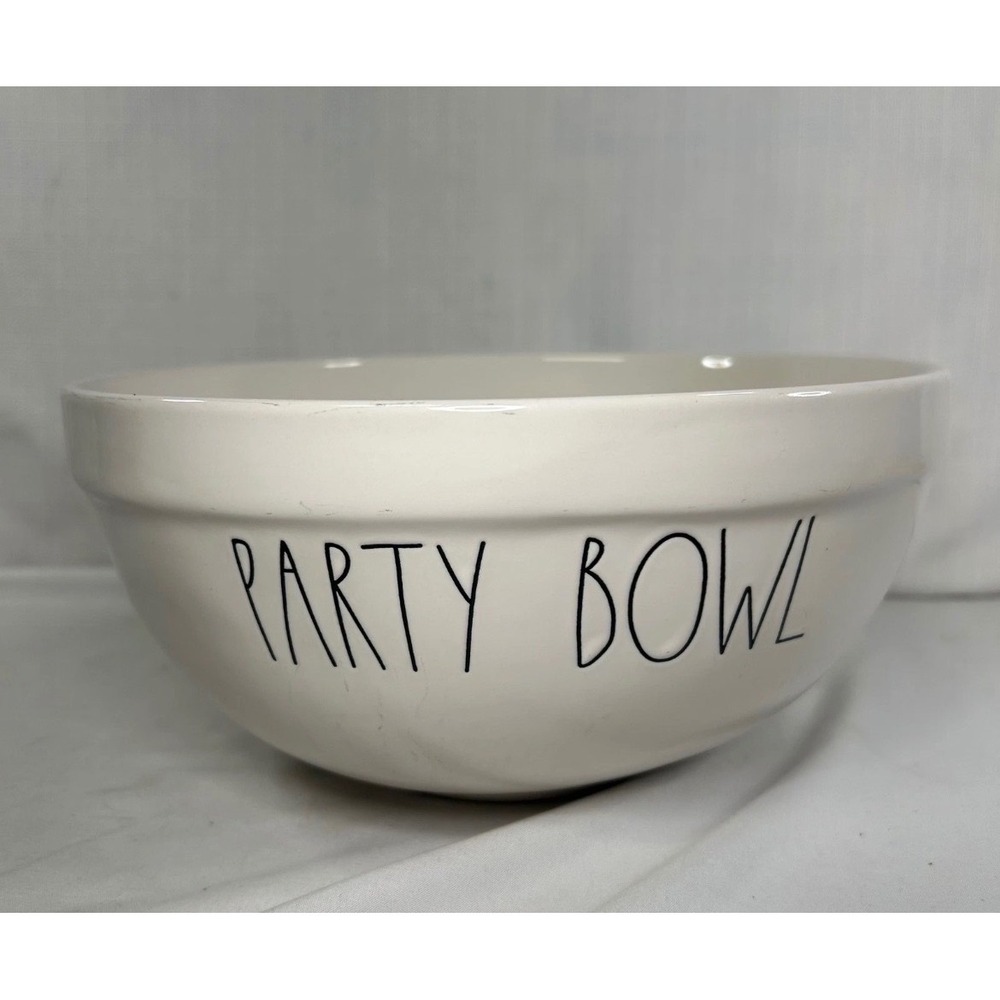 Rae Dunn Artisan Collection PARTY BOWL Large Ceramic Serving Bowl White Magenta